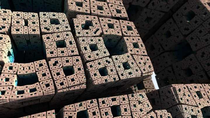 Path-traced 3D fractal with global illumination